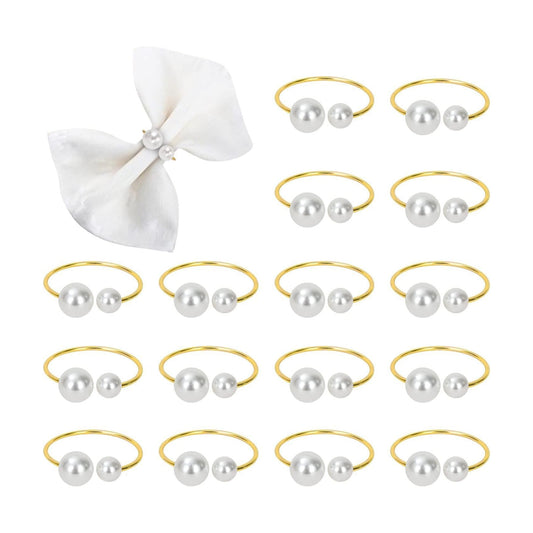 KPOSIYA Pearl Napkin Rings - Set of 100 Gold Napkin Holder Table Napkin Buckles for Dinning Table Setting Christmas