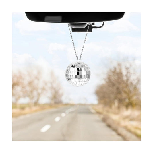 Mirror Disco Ball Car Charm / Silver / Set of 2