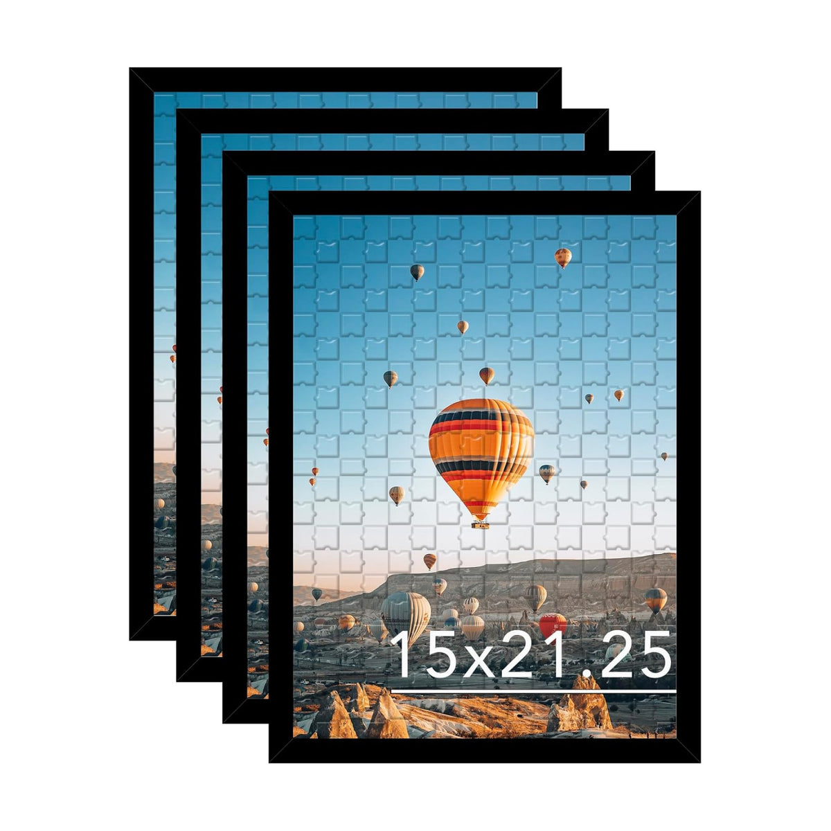 JCJMY 15x21.25 Puzzles Frame Set of 4 Black, Wall Hanging 15 x 21.25 Picture Frame for 15 by 21.25 Poster Photo Canvas