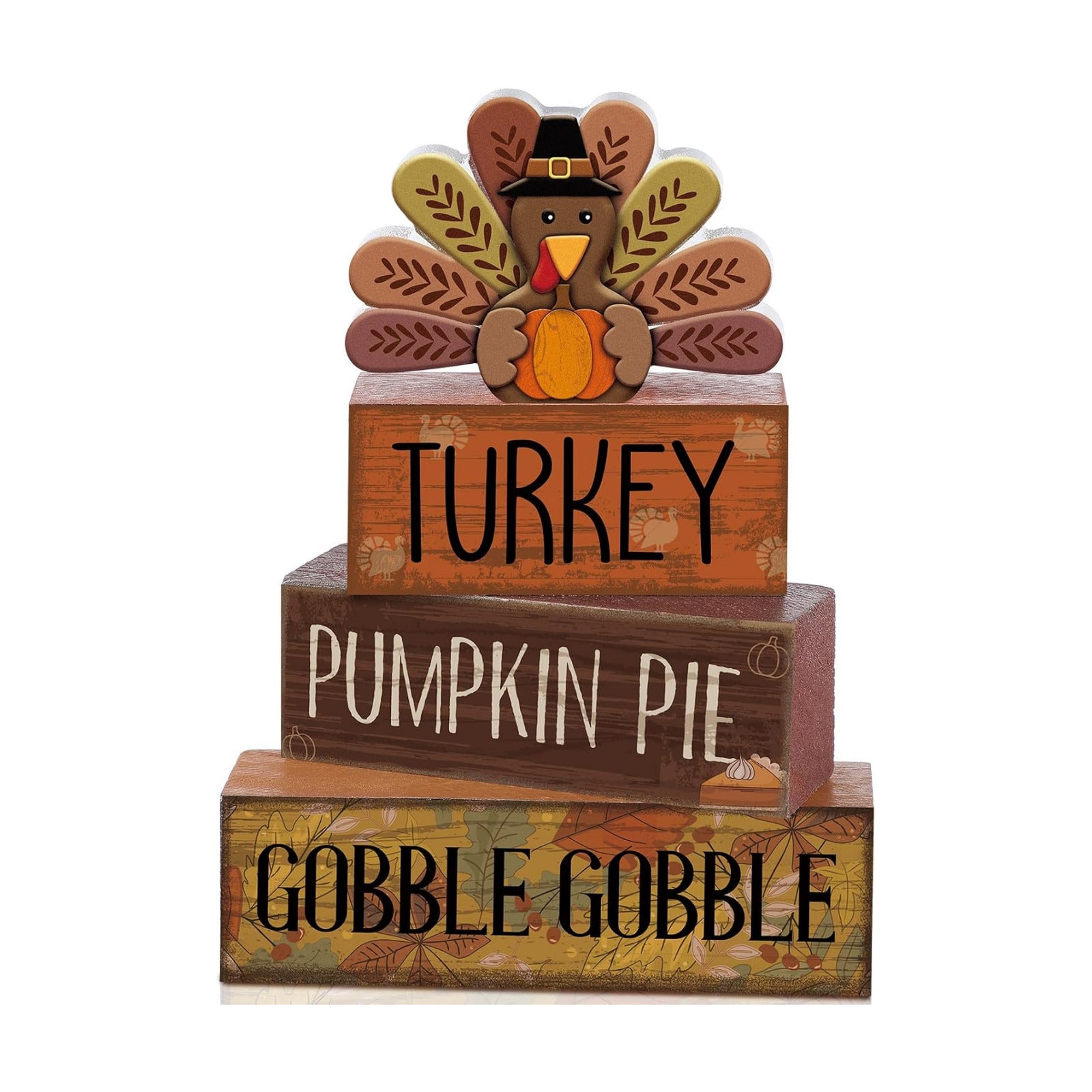 Lineshading 4 Pcs Thanksgiving Turkey Decor Wooden Fall Table Decorations