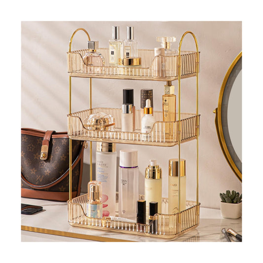 Bathroom Counter Organizer Countertop, 3 Tier Makeup Perfume Shelf Storage, Skincare Cosmetic Tray for Dresser Vanity
