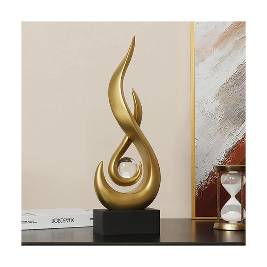 Modern Flame Sculpture Decor Flame Statue / Small Gold