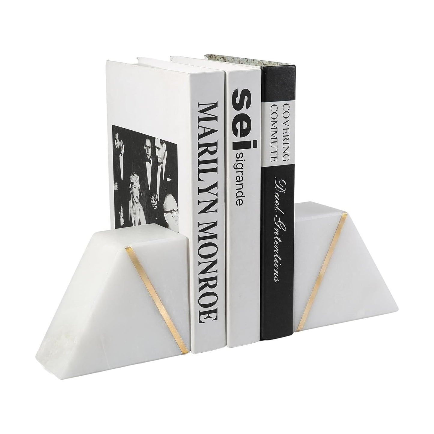 Marble Bookends / Decorative Book Ends for Heavy Books / Art Deco / Natural