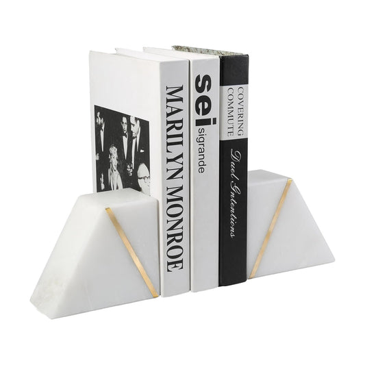 Marble Bookends / Decorative Book Ends for Heavy Books / Art Deco / Natural