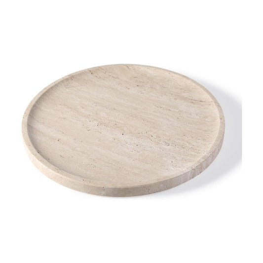 Round Serving Tray / Travertine Beige / 9.8 / 10 Inch