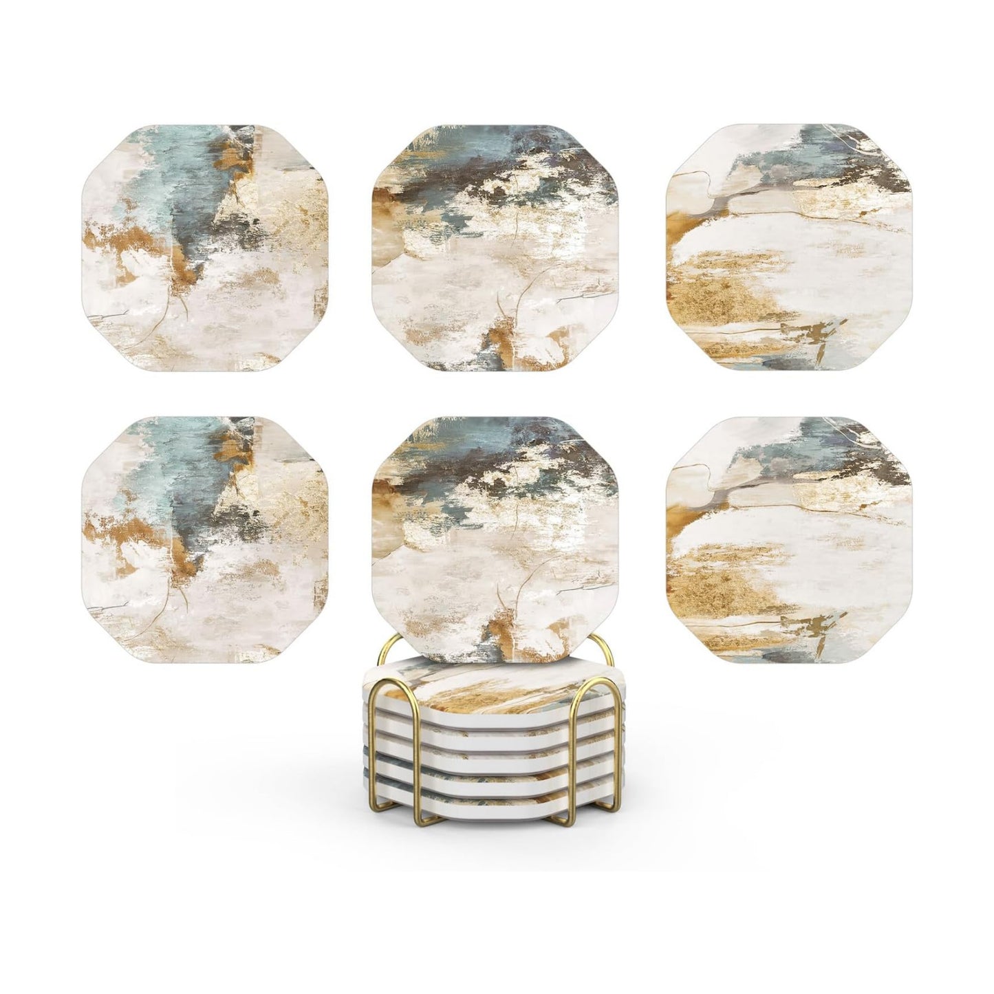 Holder for Wooden Coffee Table Decor / W/ Holder / 05. Morning Patina / Set of 6