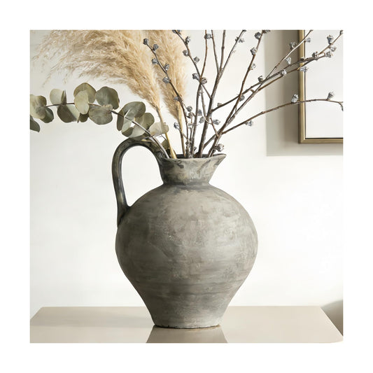 Rustic Ceramic Vase / White Gray / Shape 1 / 8.86 Inch