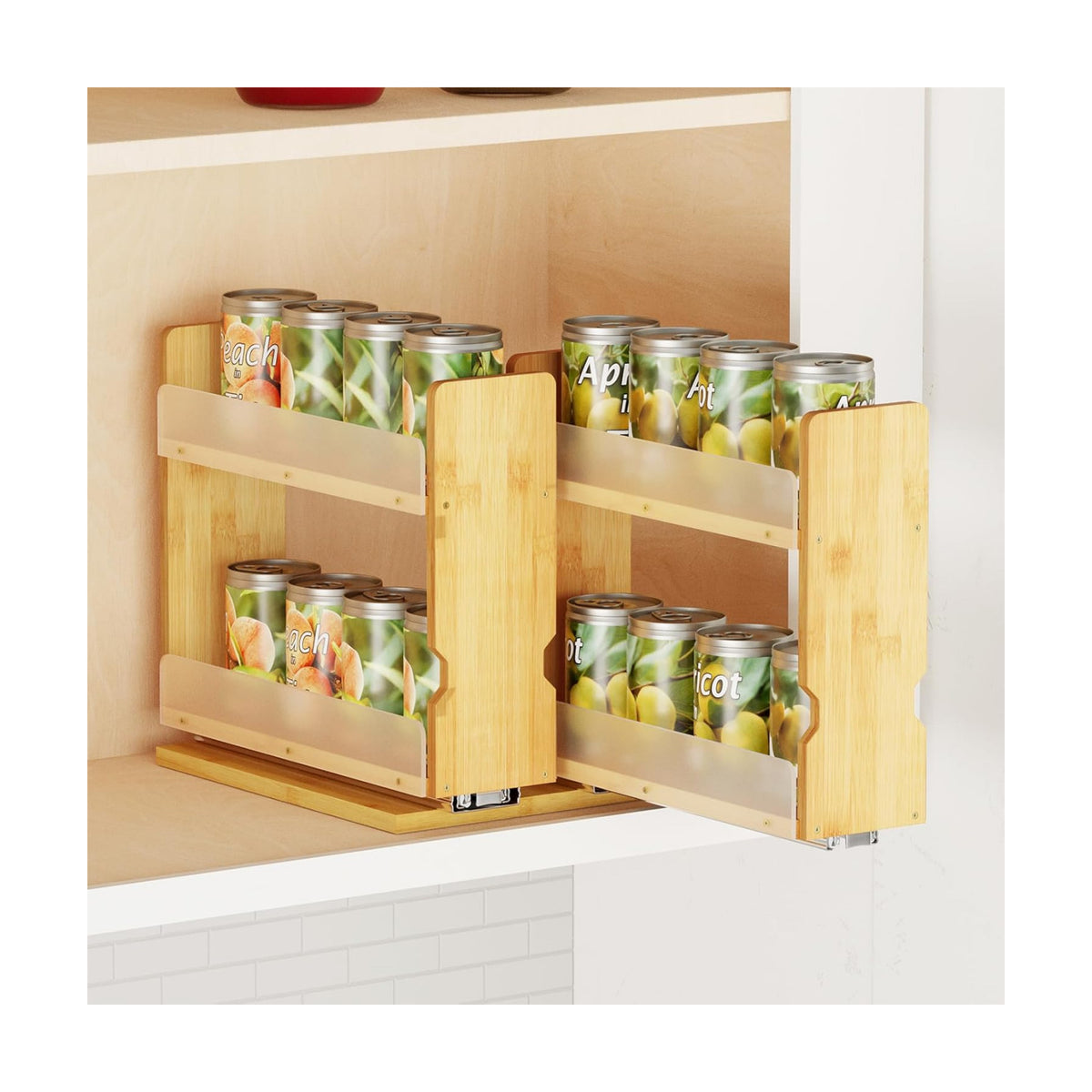 SpaceAid Bamboo Pull Out Spice Rack Organizer for Cabinet, Heavy Duty Slide Out Seasoning Kitchen Pantry Sliding