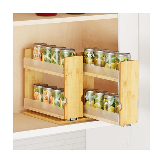 SpaceAid Bamboo Pull Out Spice Rack Organizer for Cabinet, Heavy Duty Slide Out Seasoning Kitchen Pantry Sliding