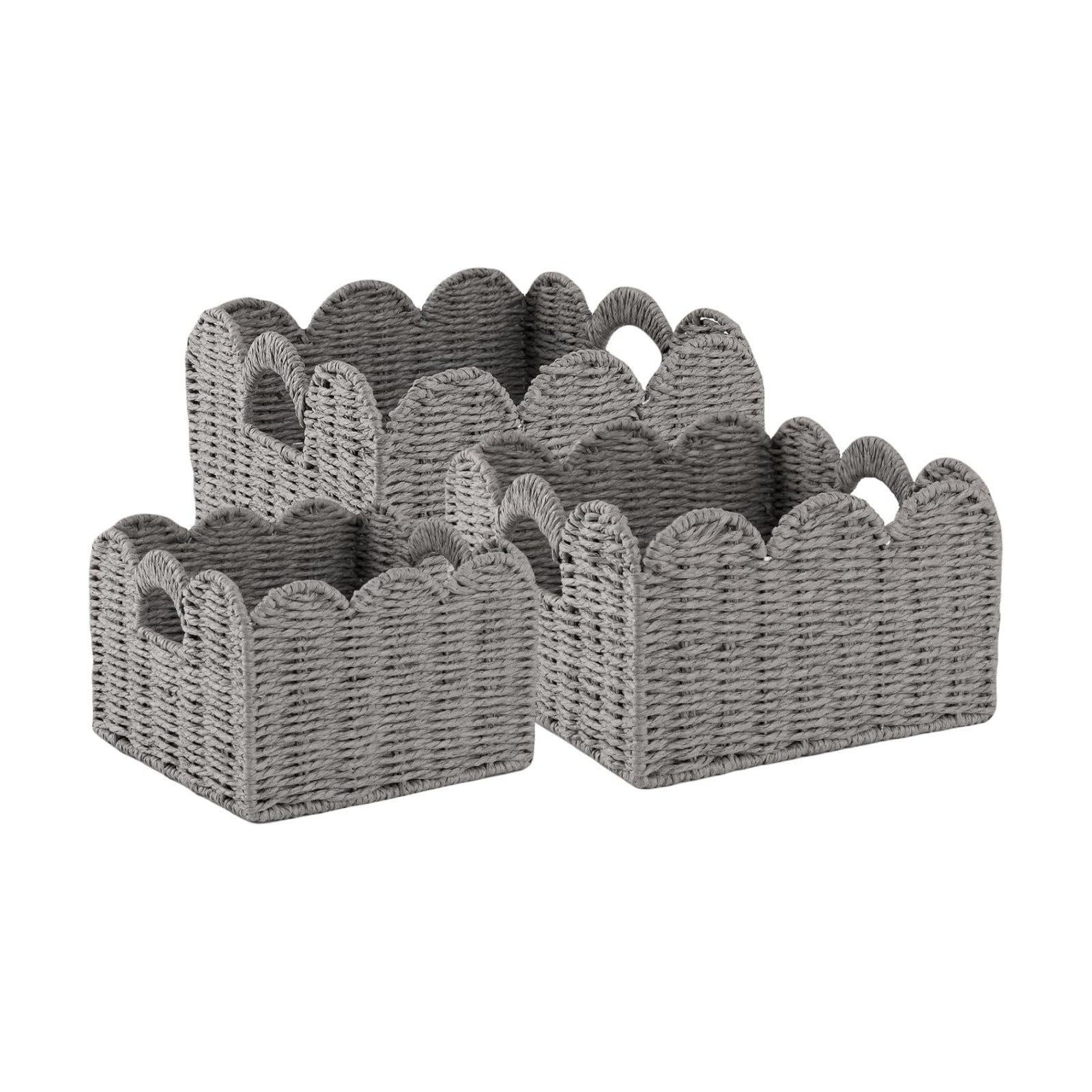 Scalloped Wicker Baskets / Grey