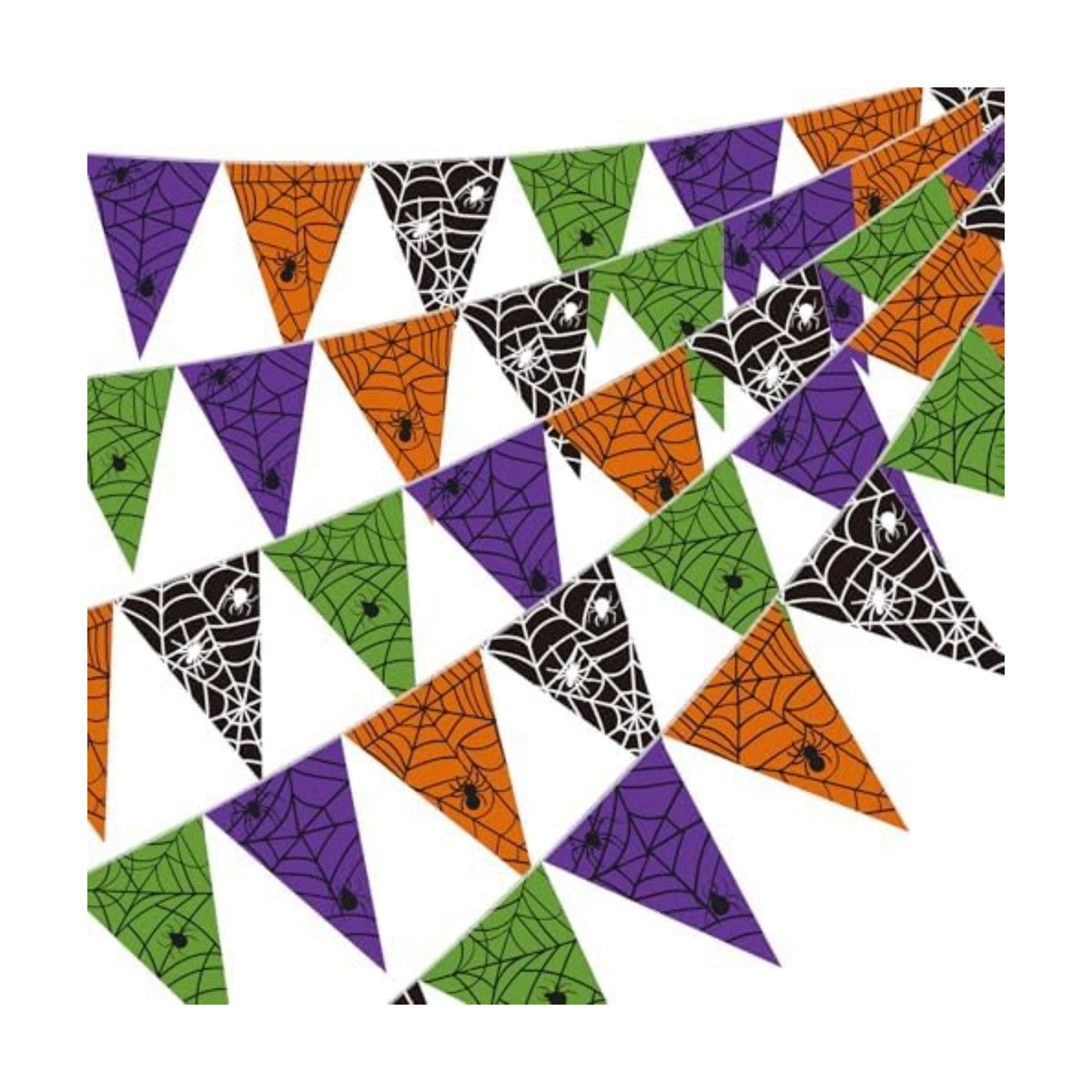 Jetec 5 Pcs 49 Ft Halloween SpiderWeb Pennant Banner Paper Spiderweb Banner