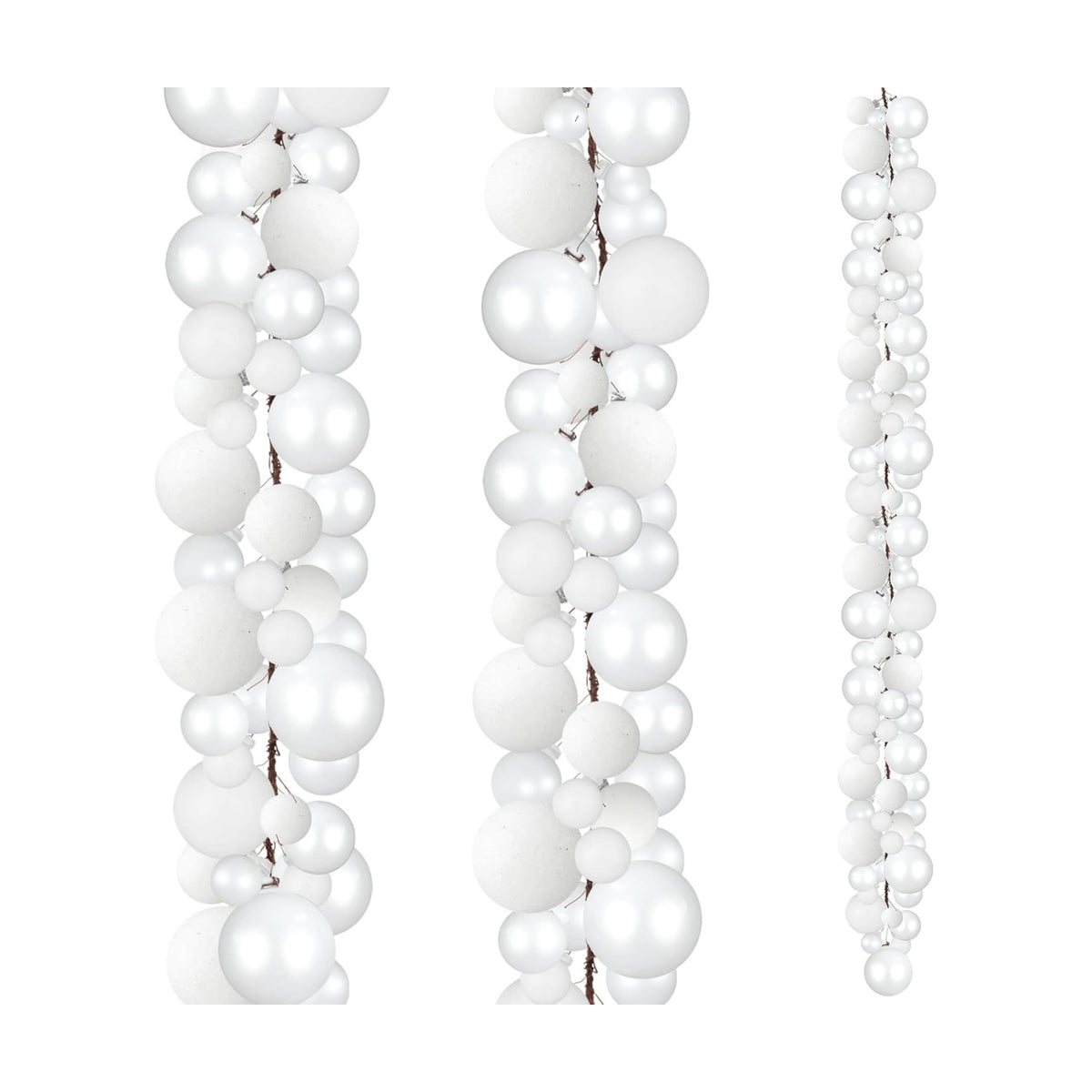 2 Pcs 6 ft Christmas Ball Ornament Garland, White