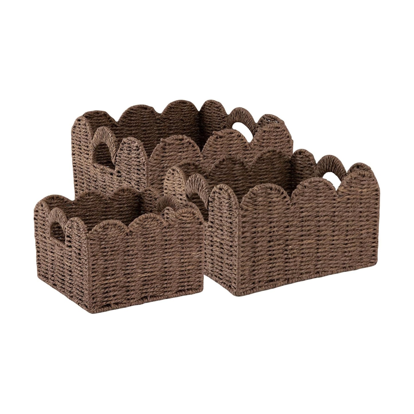 Scalloped Wicker Baskets / Brown