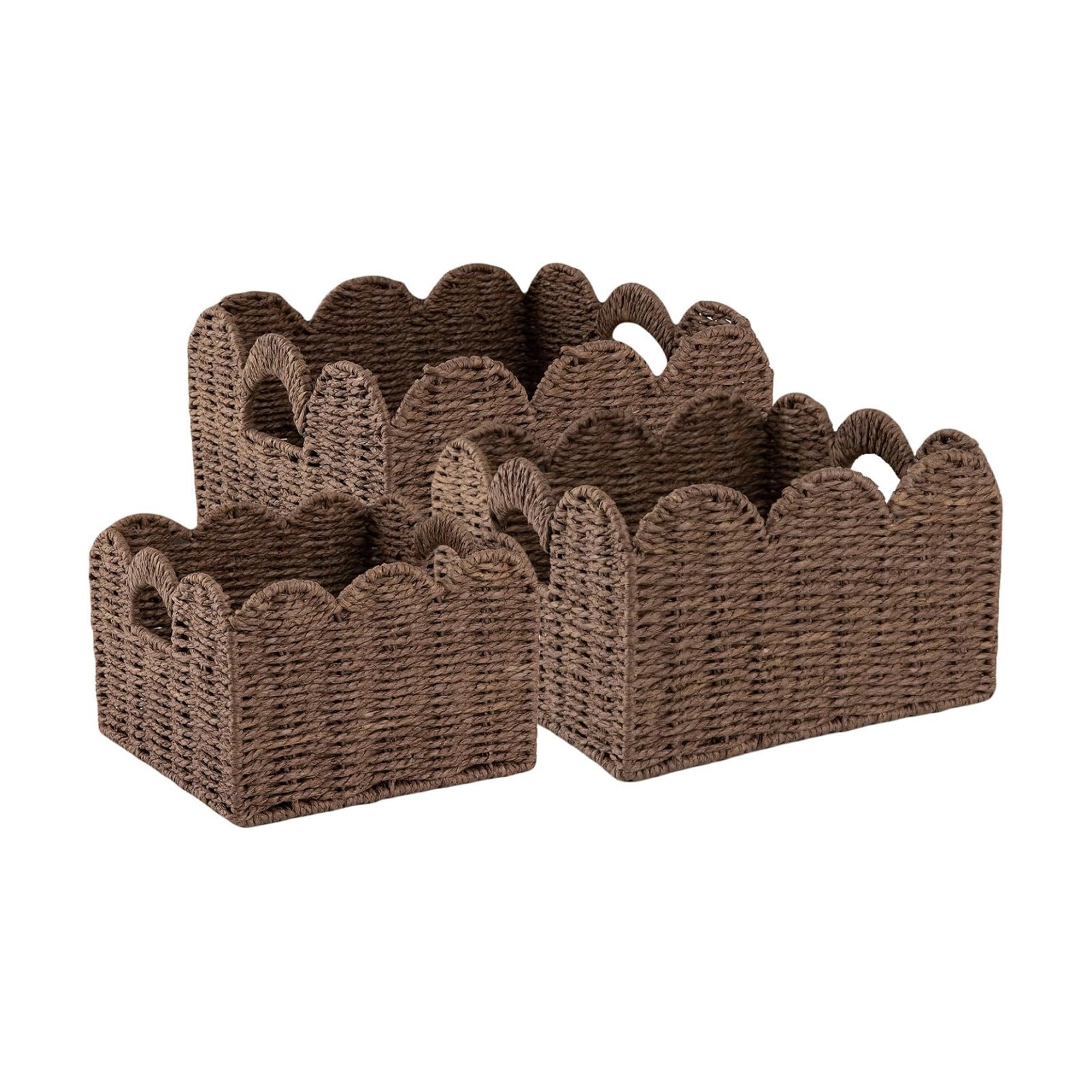 Scalloped Wicker Baskets / Brown