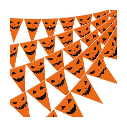 Jetec 5 Pcs 49 Ft Halloween Pennant Banner Orange Pumpkin Scare Bunting