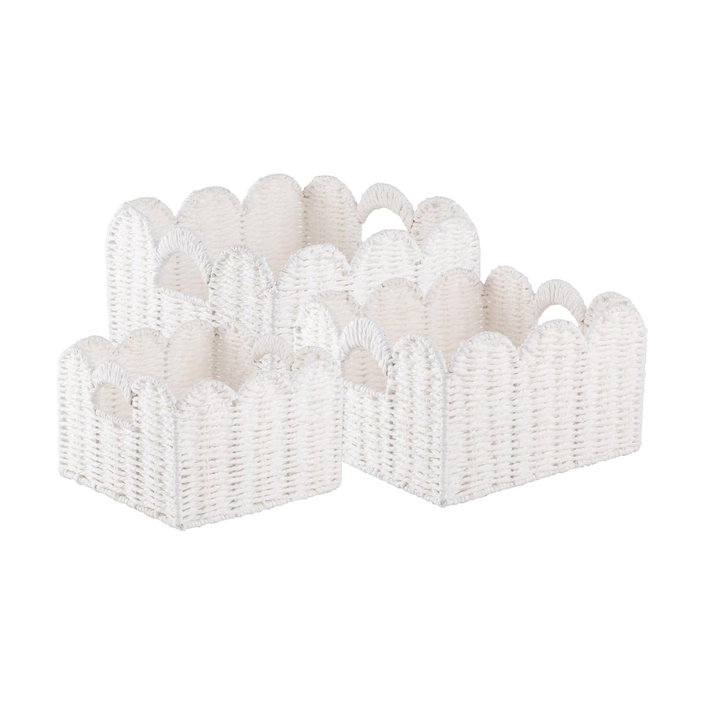 Scalloped Wicker Baskets / White