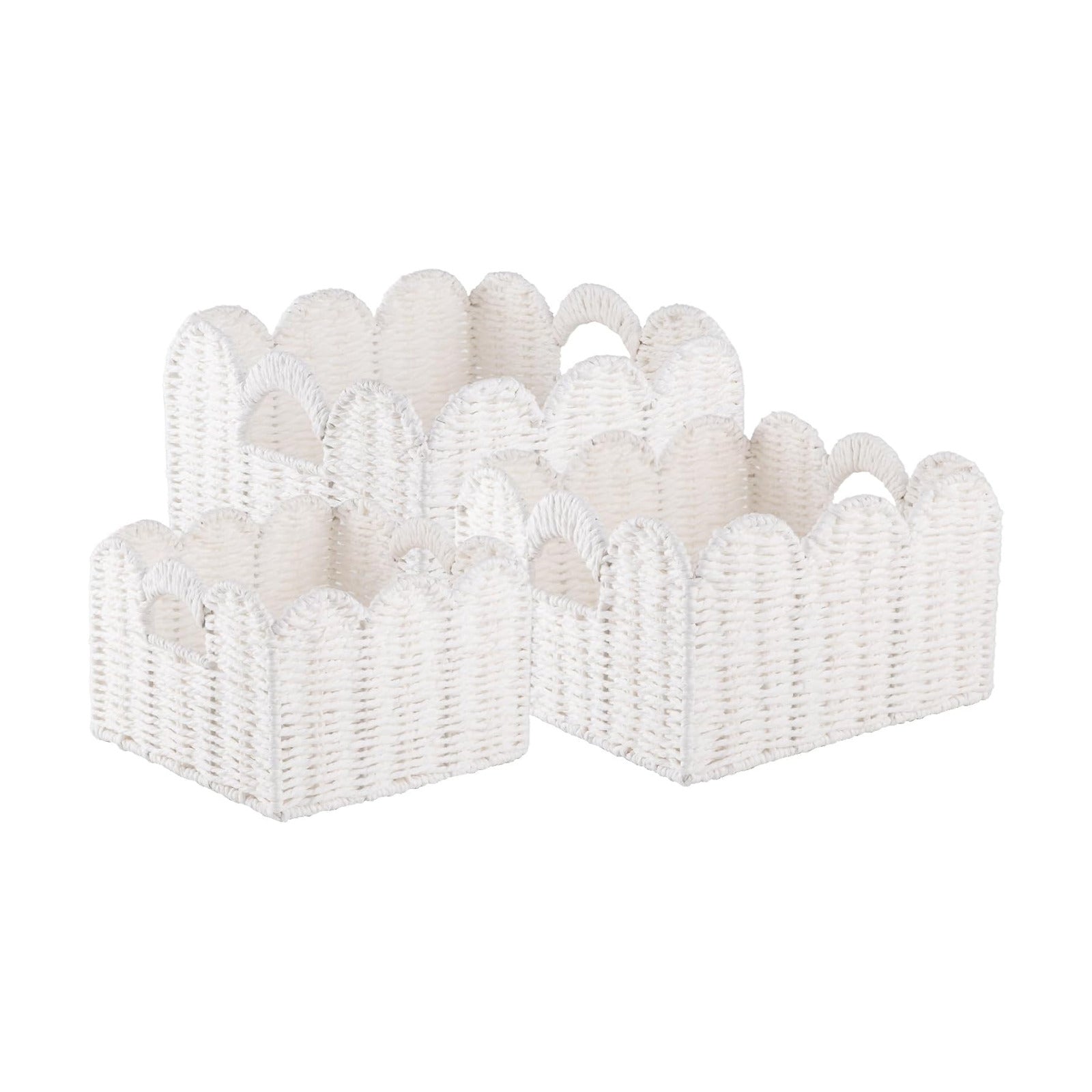 Scalloped Wicker Baskets / White