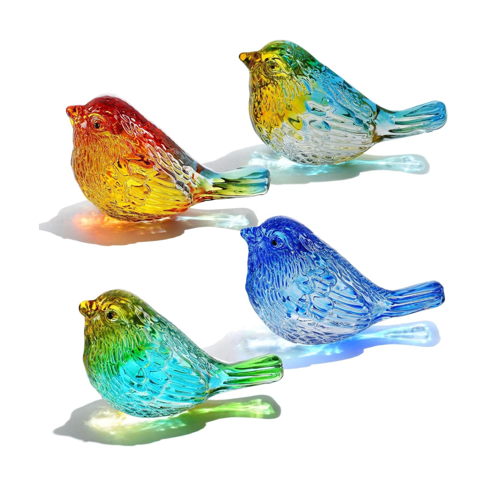 3'' Art Glass Birds Animal Collectible Figurines Gifts for Women / Colorful-3 / Set of 4