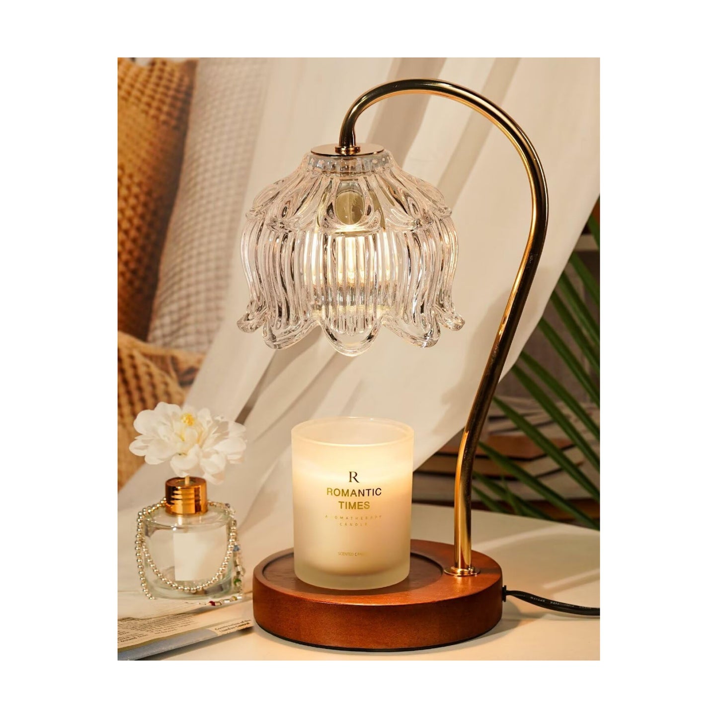Funistree Flower Candle Warmer Lamp with Timer, Dimmable Candle Lamp Warmer, Christmas Birthday Gifts for Women Mom
