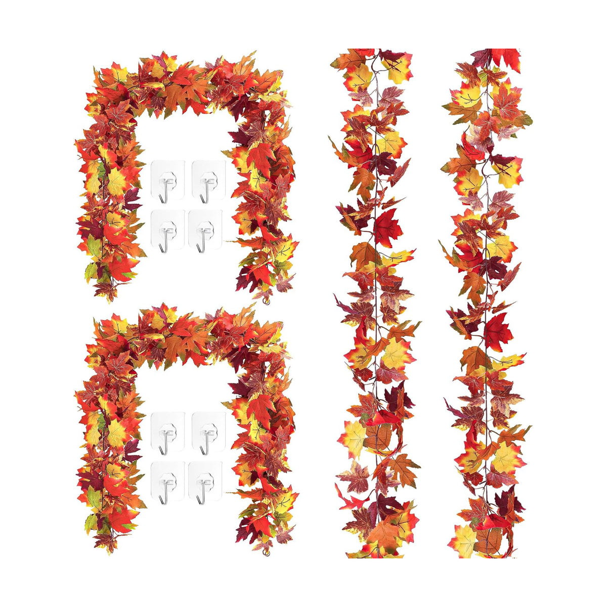 4Pack 23.6FT Artificial Fall Leaves Garland for Thanksgiving Wedding Decor