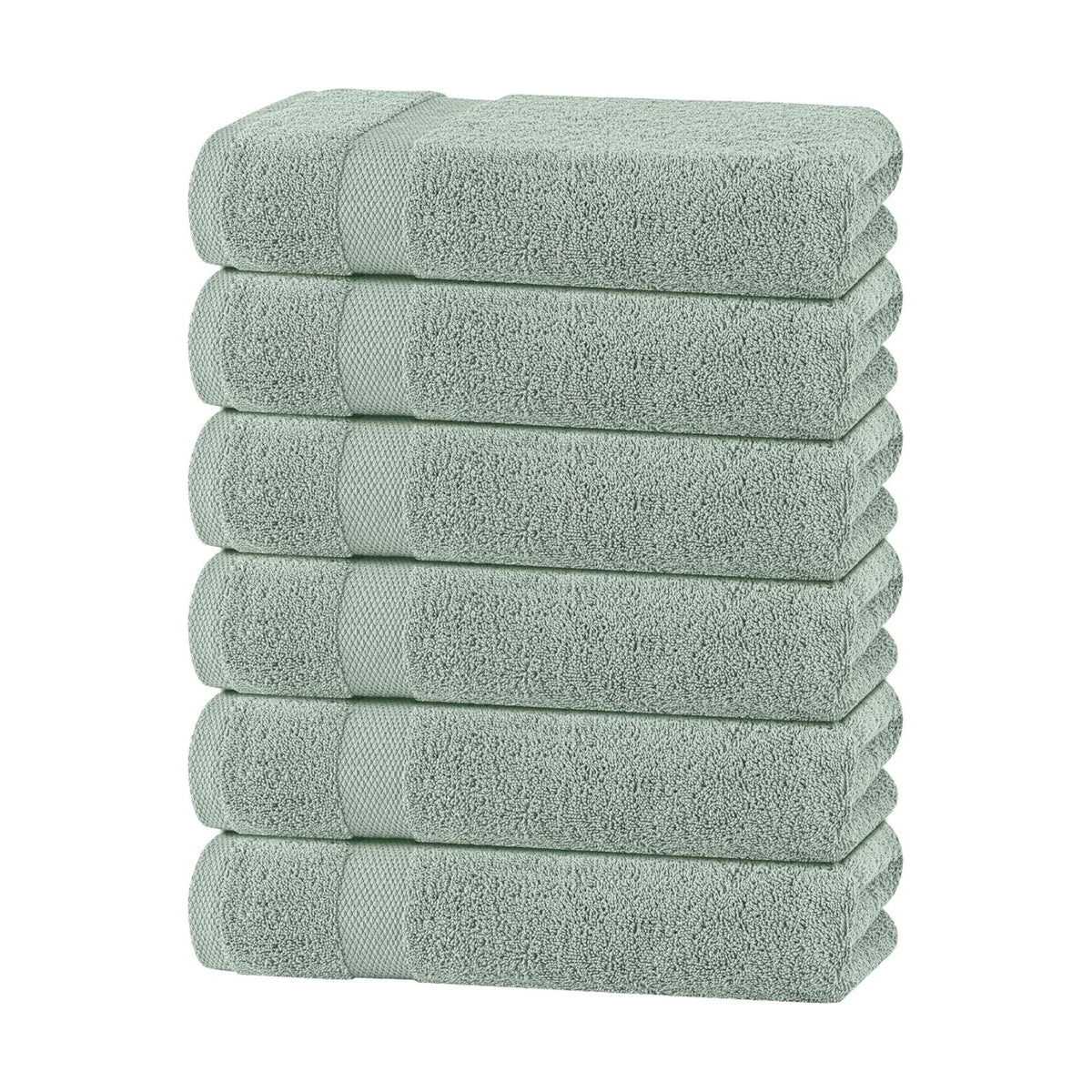 White Classic Wealuxe Green Bath Towels 24x50 Inch, Cotton Towel Set for Bathroom, Hotel, Gym, Spa, Soft Extra