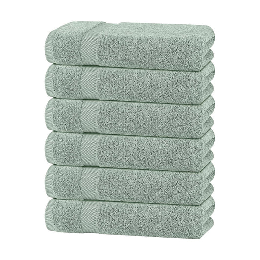 White Classic Wealuxe Green Bath Towels 24x50 Inch, Cotton Towel Set for Bathroom, Hotel, Gym, Spa, Soft Extra