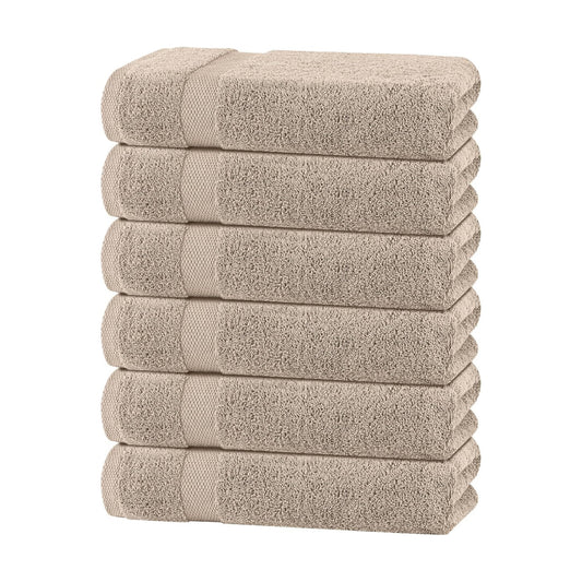 White Classic Wealuxe Taupe Bath Towels 24x50 Inch, Cotton Towel Set for Bathroom, Hotel, Gym, Spa, Soft Extra