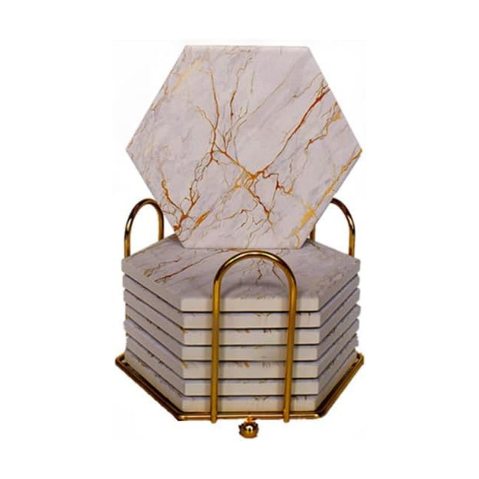 Cork Base and Metal Holder / Gold / Set of 8