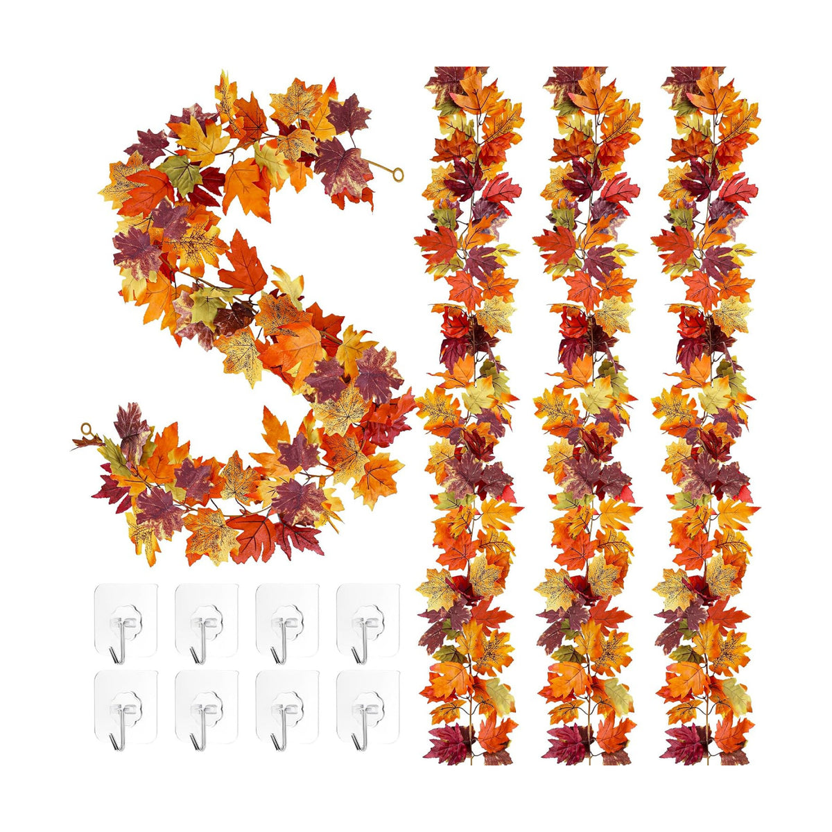 4Pack 23.6FT Fall Leaves Garland for Thanksgiving Wedding Fall Decorations