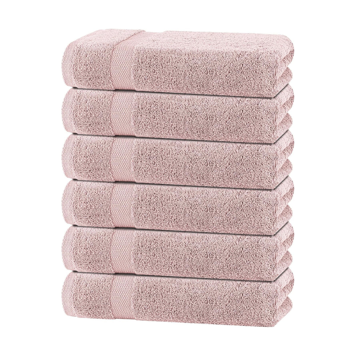 White Classic Wealuxe Pink Bath Towels 24x50 Inch, Cotton Towel Set for Bathroom, Hotel, Gym, Spa, Soft Extra Absorbent