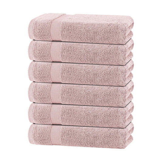 White Classic Wealuxe Pink Bath Towels 24x50 Inch, Cotton Towel Set for Bathroom, Hotel, Gym, Spa, Soft Extra Absorbent