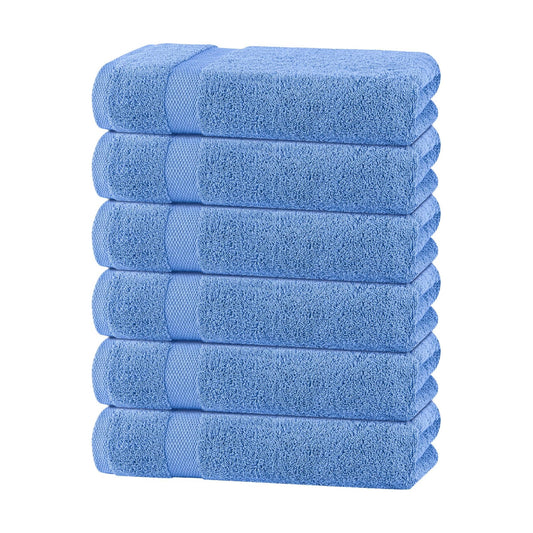 White Classic Wealuxe Light Blue Bath Towels 24x50 Inch, Cotton Towel Set for Bathroom, Hotel, Gym, Spa, Soft Extra