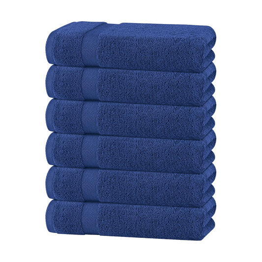 White Classic Wealuxe Navy Blue Bath Towels 24x50 Inch, Cotton Towel Set for Bathroom, Hotel, Gym, Spa, Soft Extra
