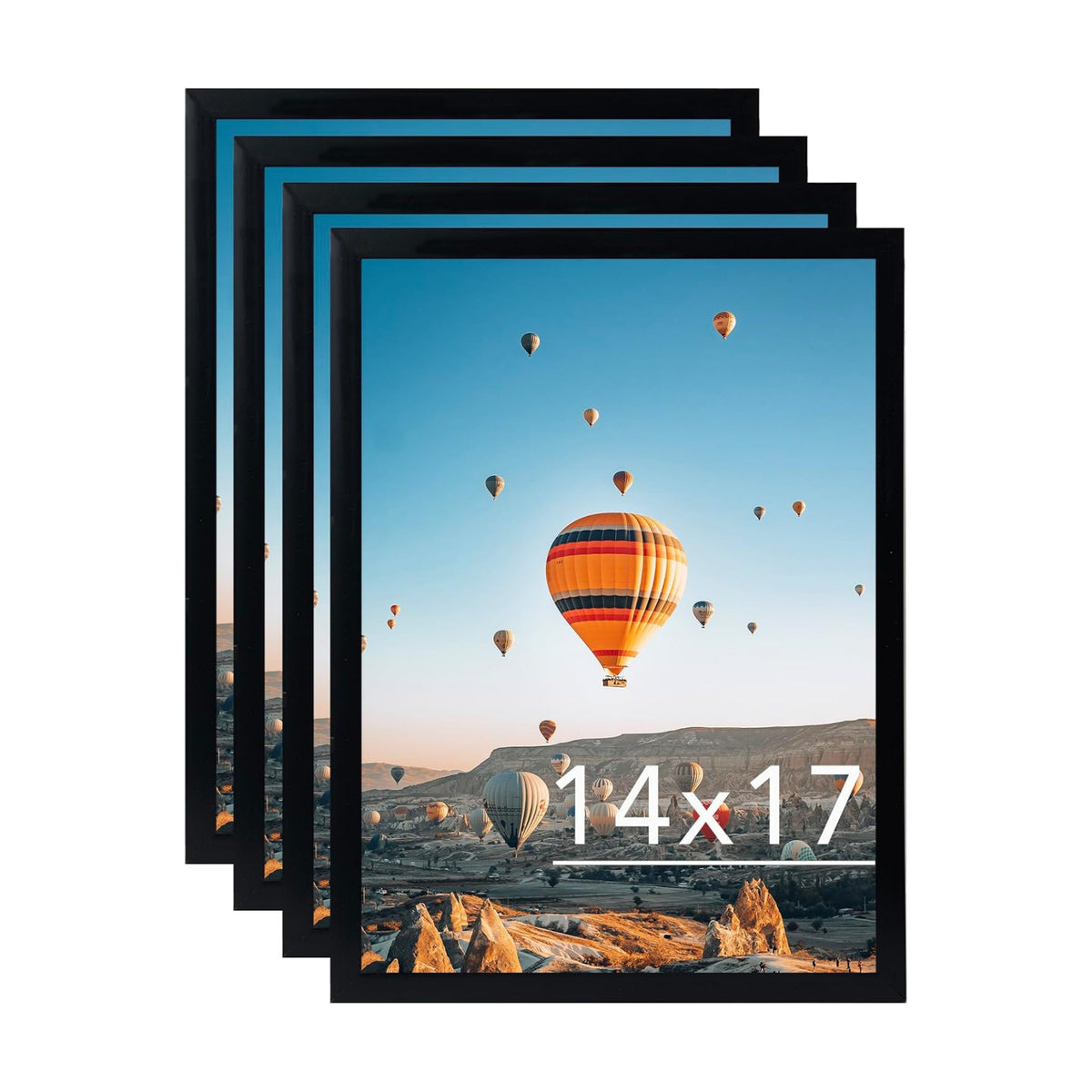 JCJMY 14x17 Picture Frame Set of 4 Black for Wall Hanging, Wall Mounting Horizontally or Vertically, 14 x 17 Wall