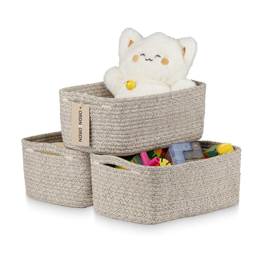 Small Woven Storage Baskets / Mixed Brown / S