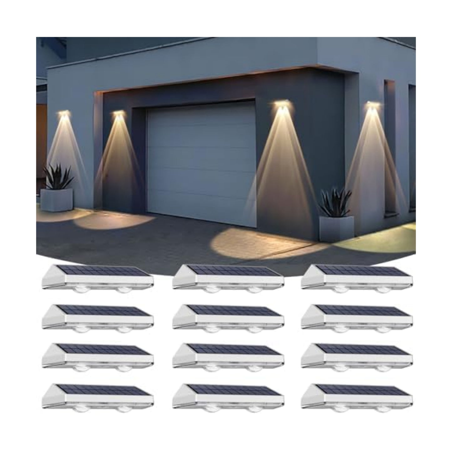 12 Pack Solar Fence Lights Outdoor Waterproof LED - 3000/4000/6000K 3 Mode, IP65 Waterproof Fence Lights Solar Powered