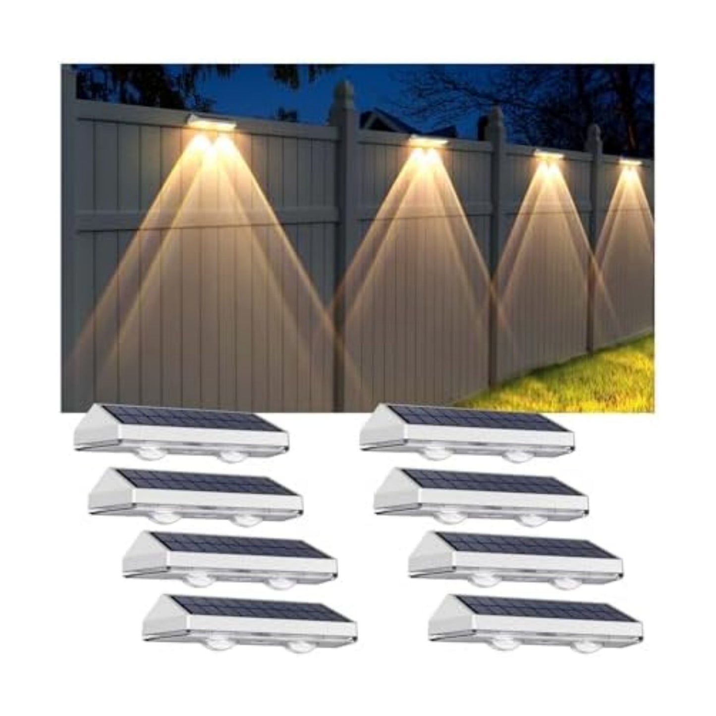 Solar Fence Lights Outdoor - 2700/4000/6000K 3 Modes, IP65 Waterproof Fence Solar Lights Outdoor, Fence Light Solar