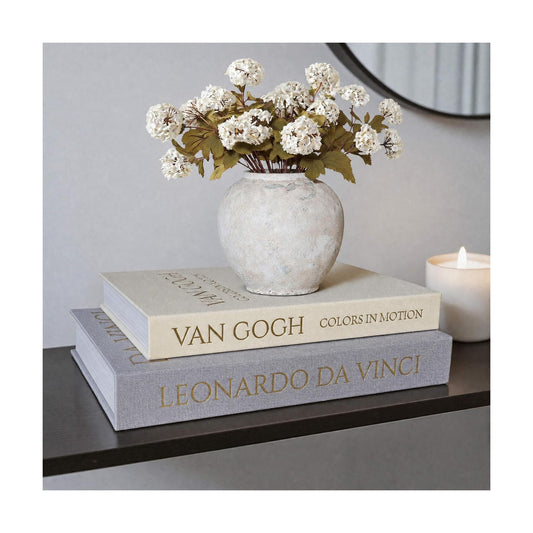 Decorative Linen Book / Grey-beige / Set of 2