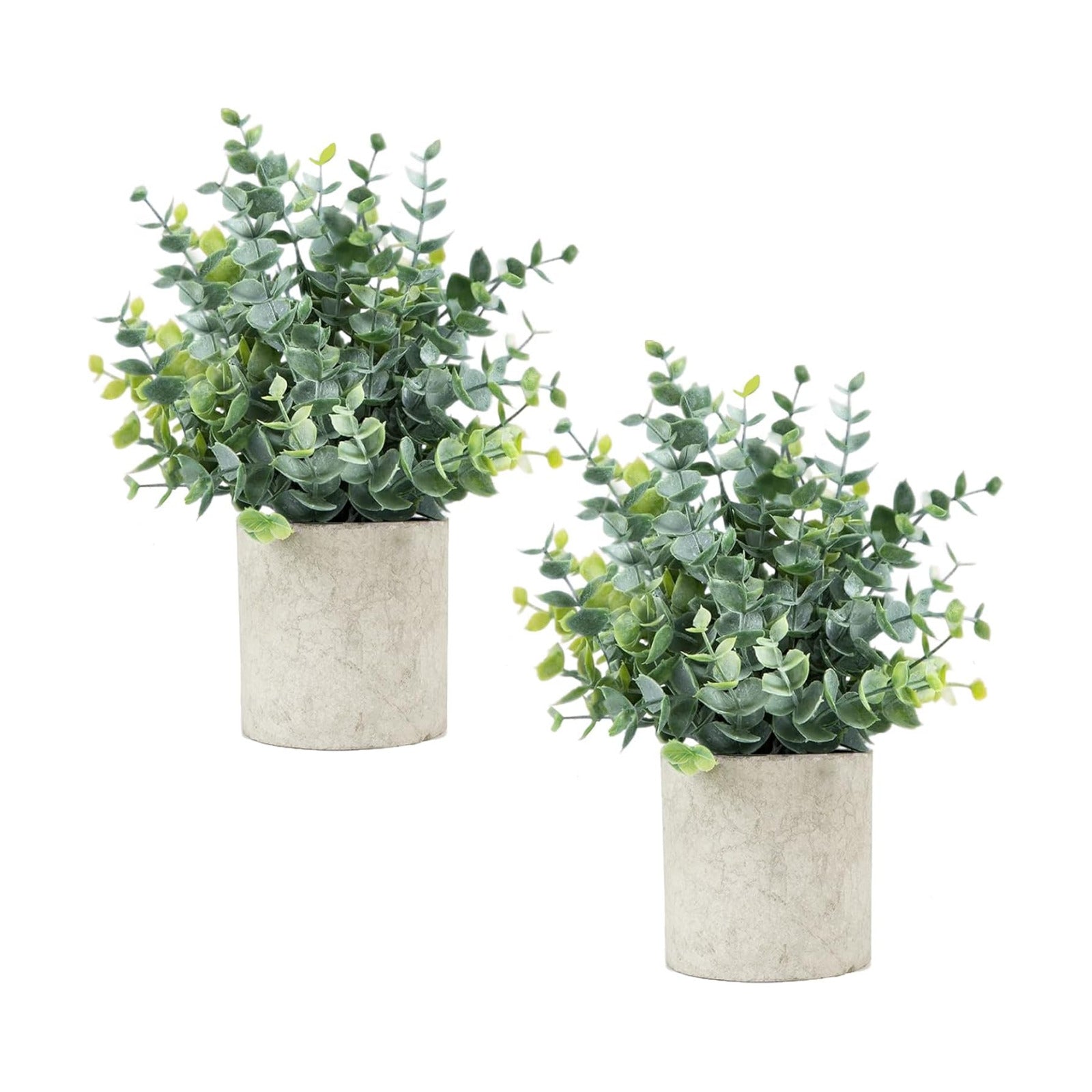 Velener 2 Pcs Small Fake Plants Eucalyptus, Artificial Plants Indoor for Shelf, Potted Eucalyptus Plants for