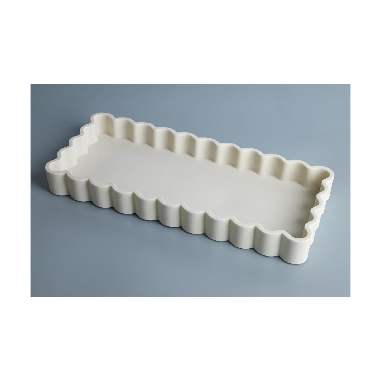Wavy Edge Decorative Tray / Beige / 13.8 x 5.9 x 1.5
