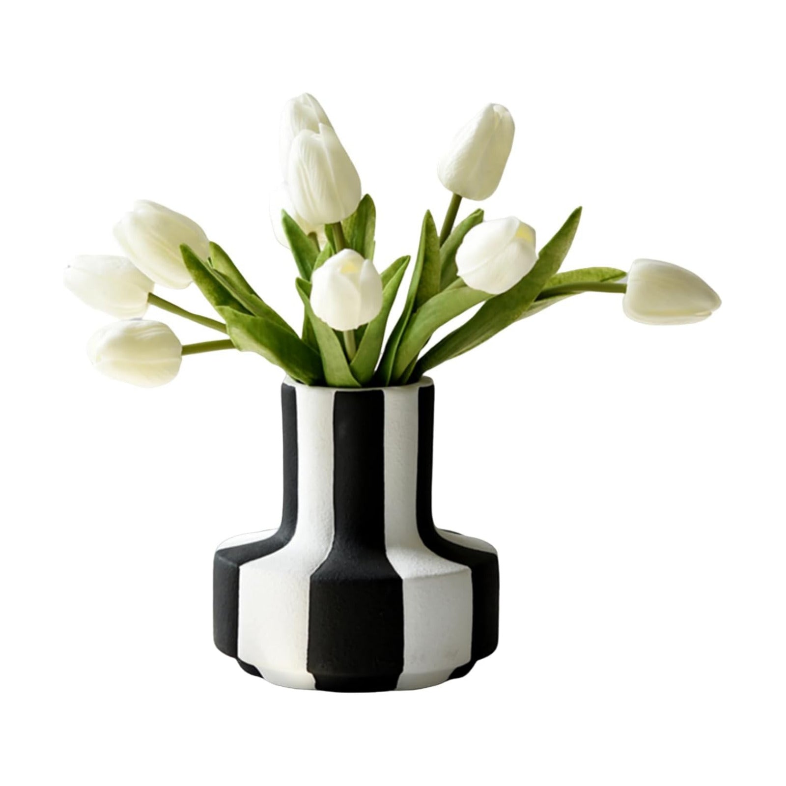 Modern Nordic and White Striped Ceramic Vase / Black