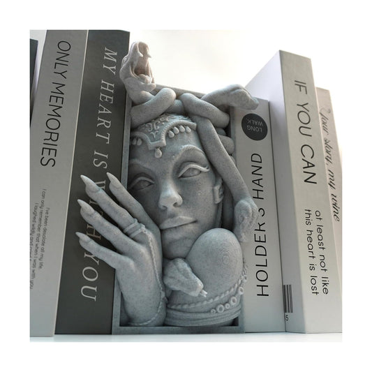 Medusa 3D Printed Decorative Bookend Lightweight Durable Book Shelf Accessories / Grey Medusa