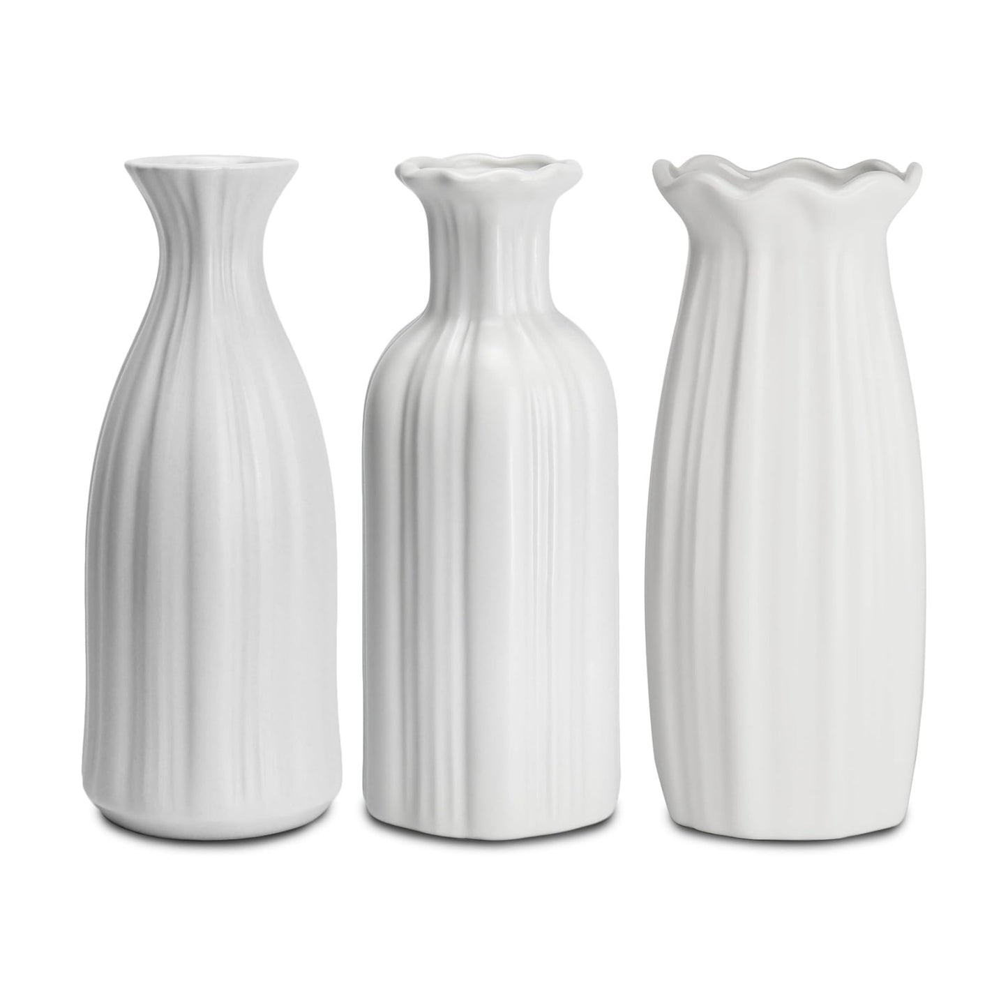Ceramic Vase Small Vase Set can be Used as Bedroom Study Living / Hpby / White / 7 Inch / Set of 3