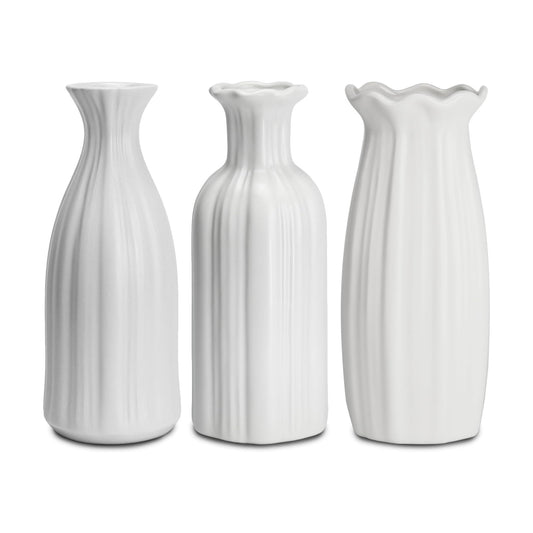 Ceramic Vase Small Vase Set can be Used as Bedroom Study Living / Hpby / White / 7 Inch / Set of 3