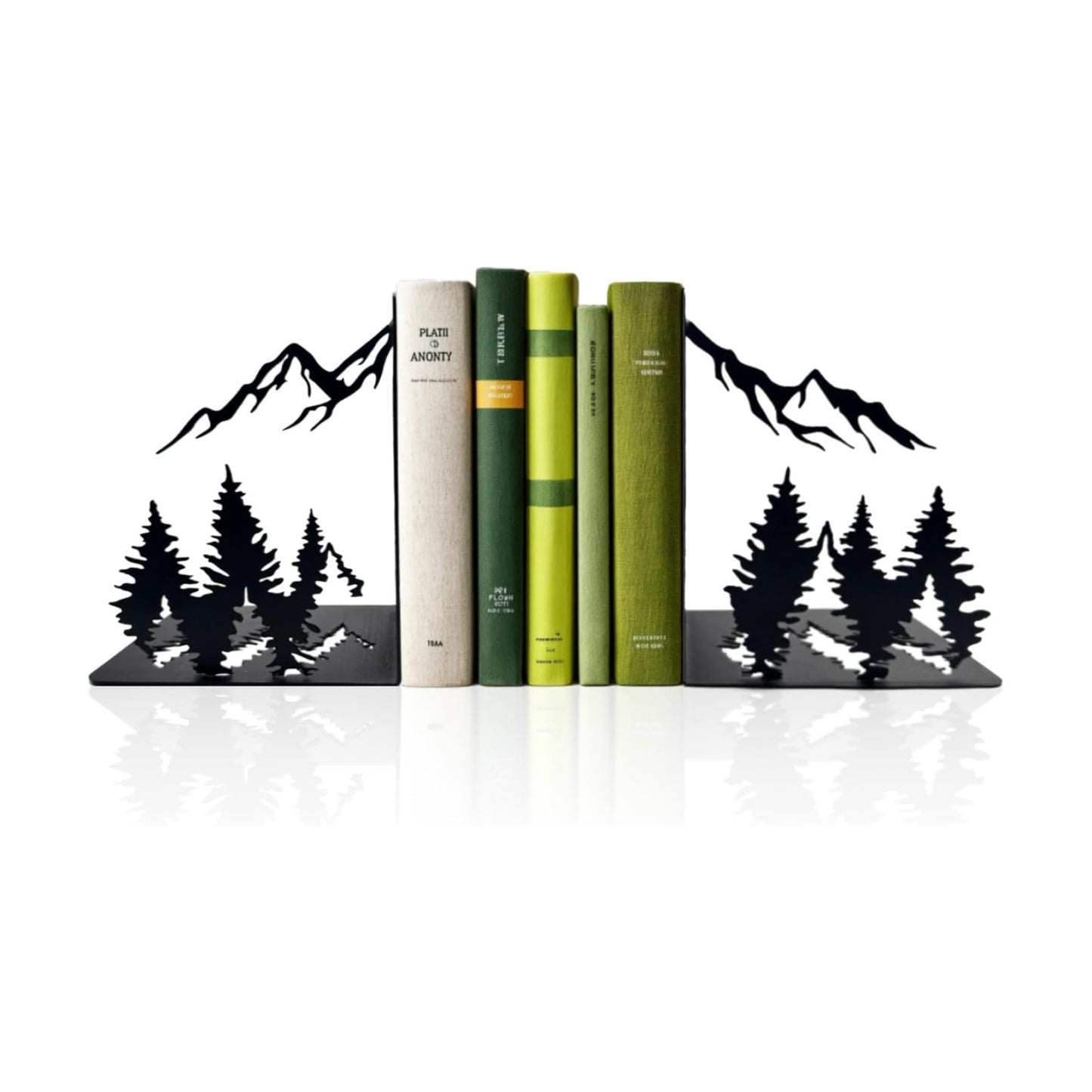 Decorative Metal Bookends / Mountain / Matte Black