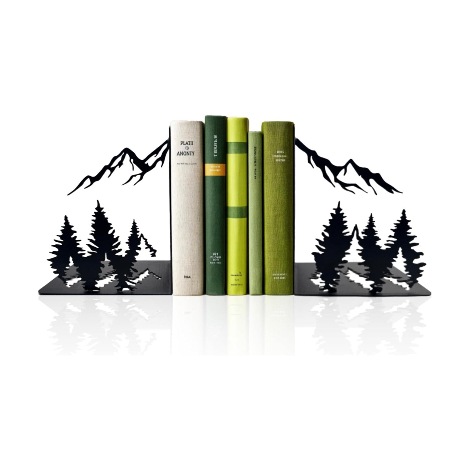 Decorative Metal Bookends / Mountain / Matte Black