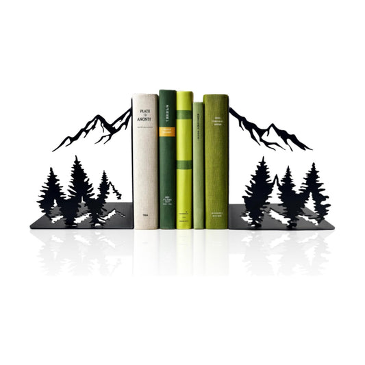 Decorative Metal Bookends / Mountain / Matte Black