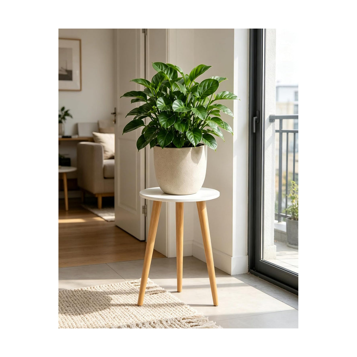 Bamworld Tall Plant Stand Indoor Wood Plant Table | Flower Stand for Large Plants Single Plant Stool for Bedroom Living