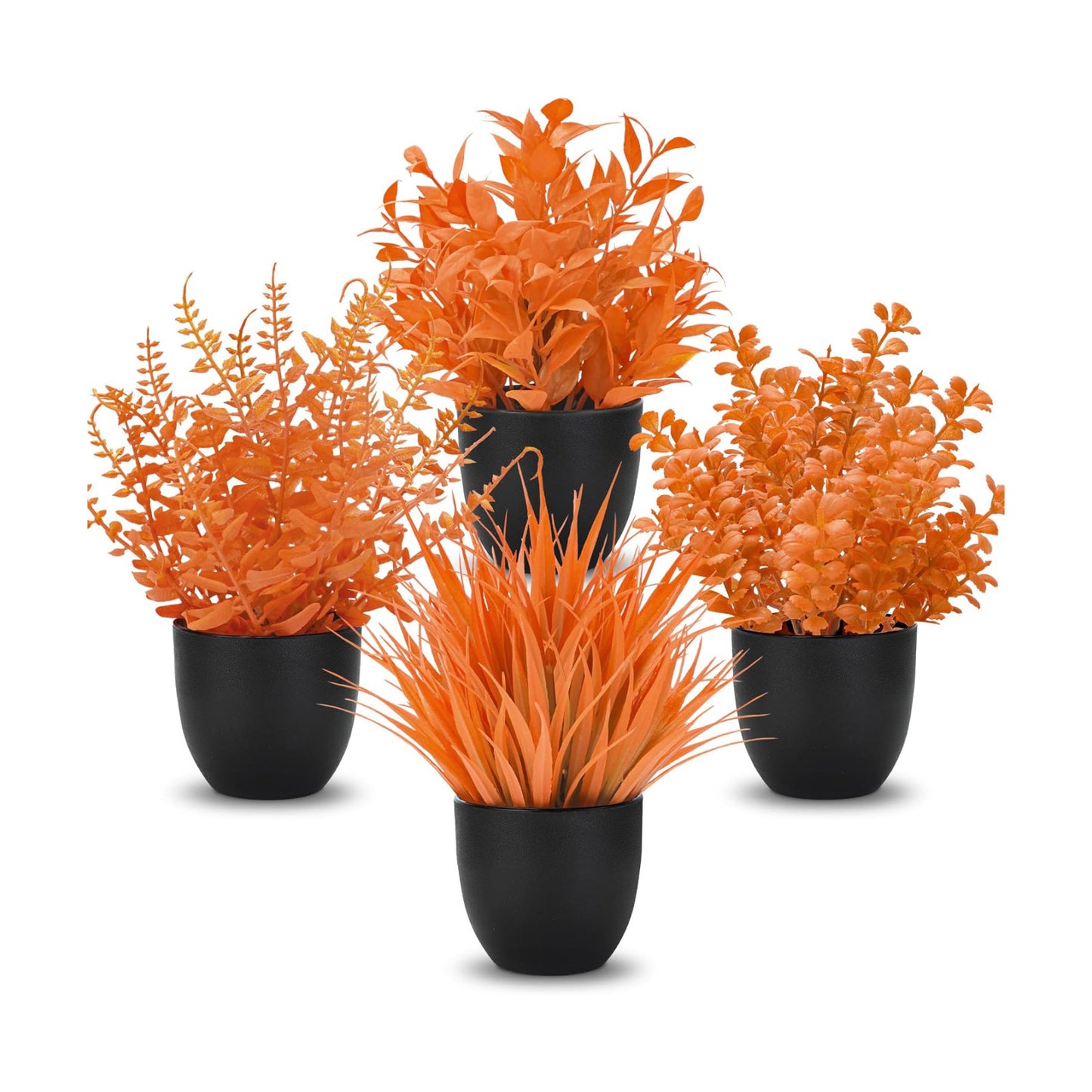 Der Rose 4 Pack Fall Fake Plants in Black Pots, Autumn Home Decor Indoor
