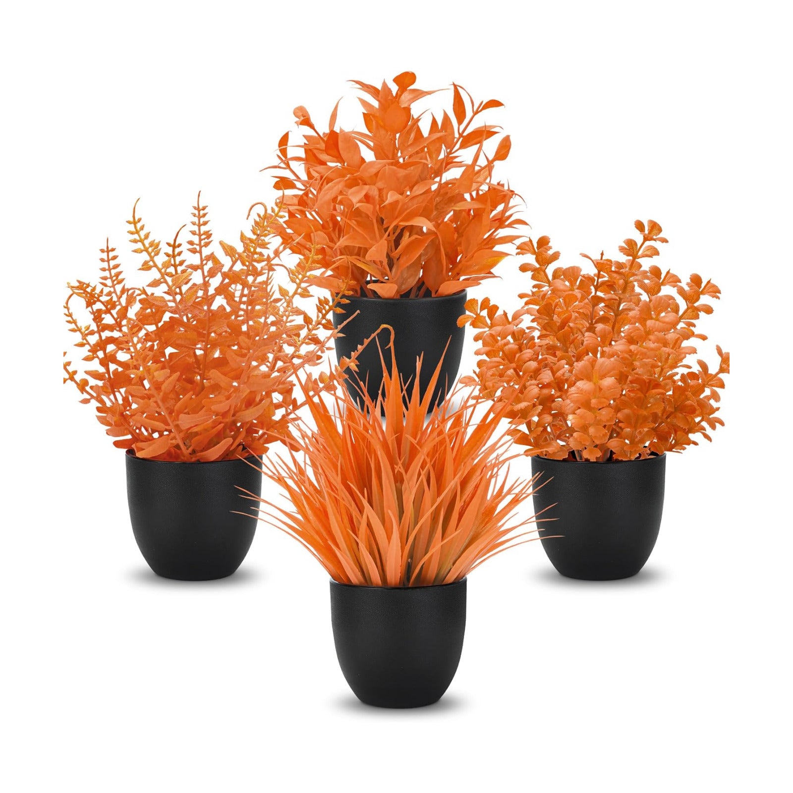 Der Rose 4 Pack Fall Fake Plants in Black Pots, Autumn Home Decor Indoor